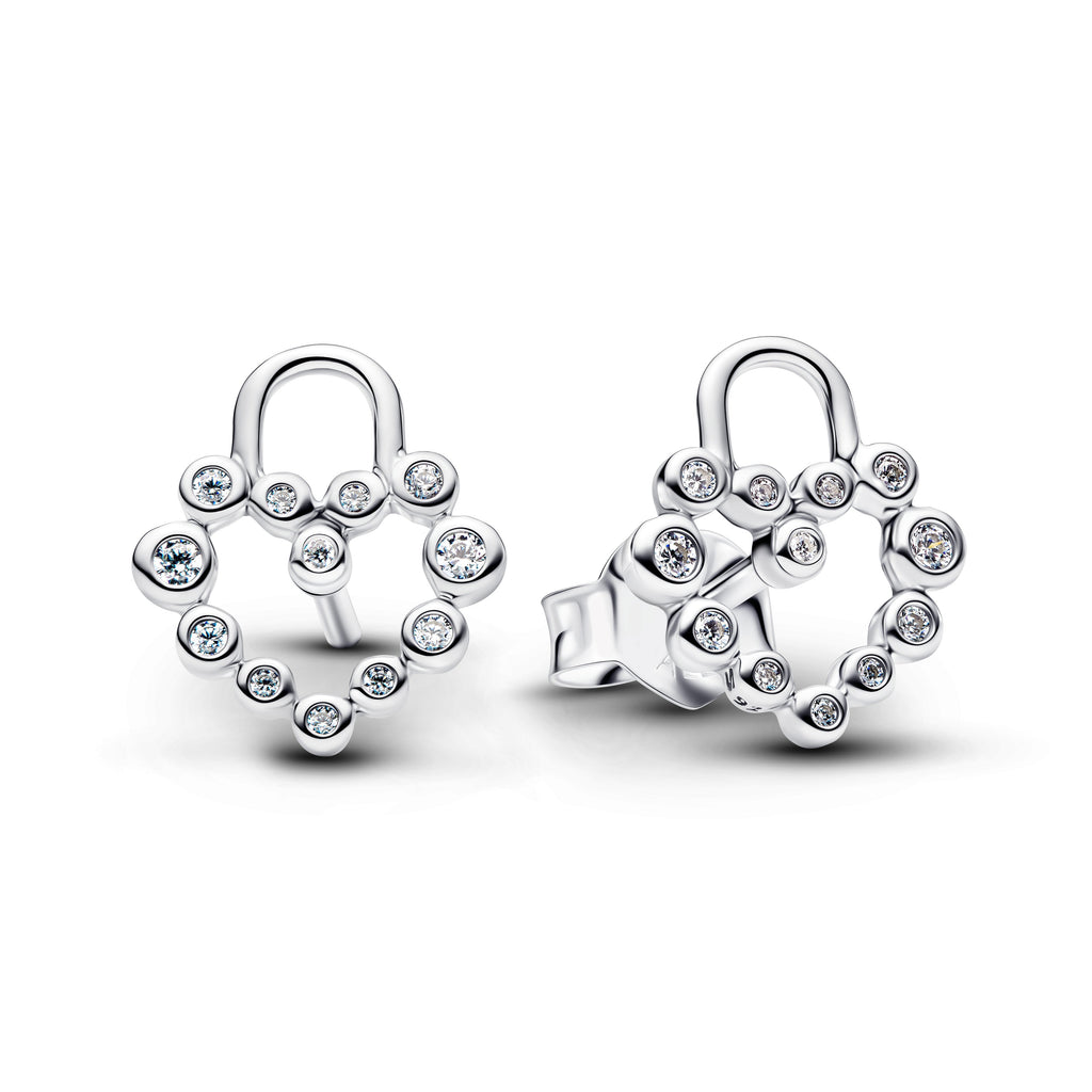 Pandora Sparkling Heart Padlock Stud Earrings