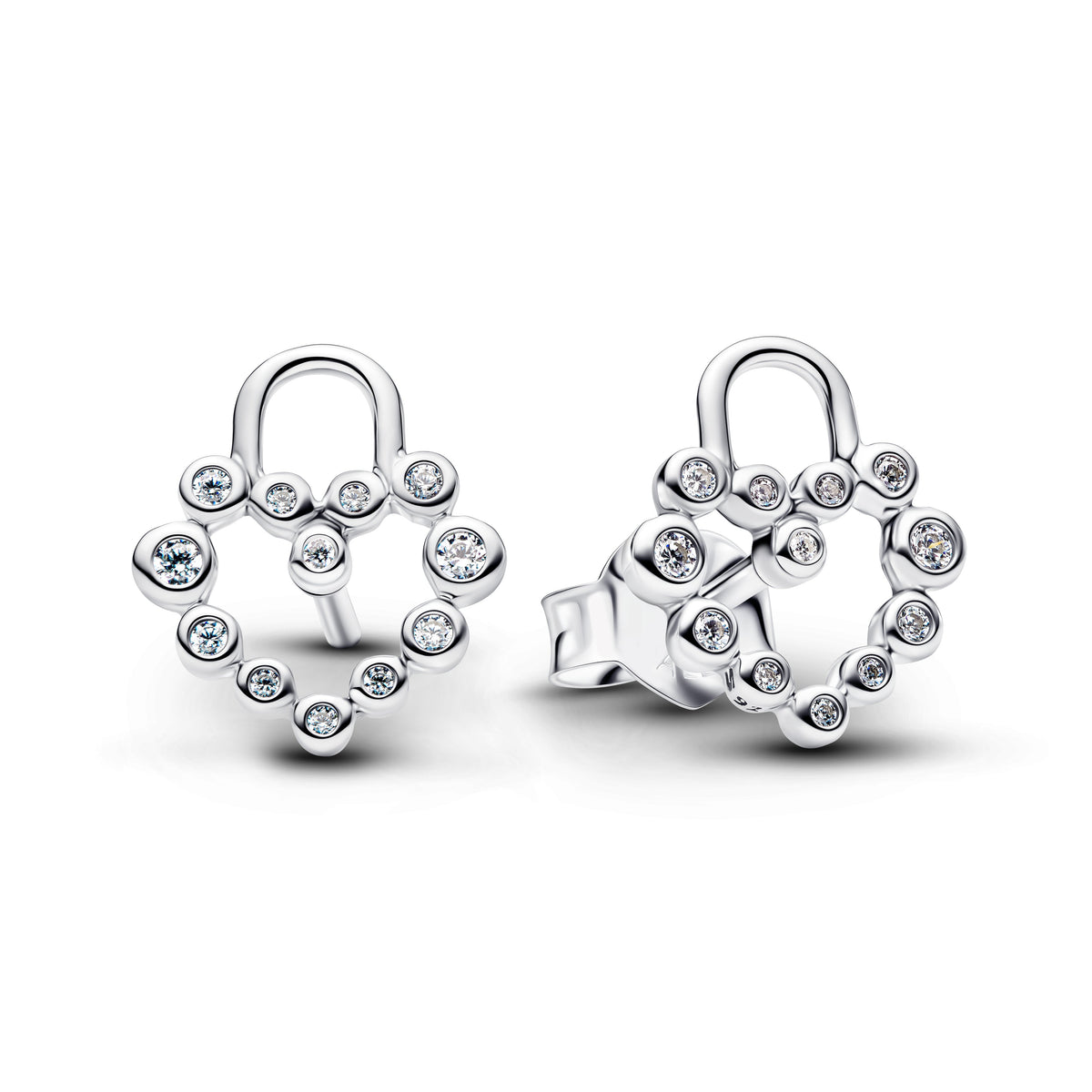 Pandora Sparkling Heart Padlock Stud Earrings