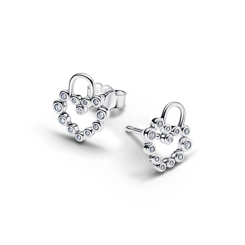 Pandora Sparkling Heart Padlock Stud Earrings