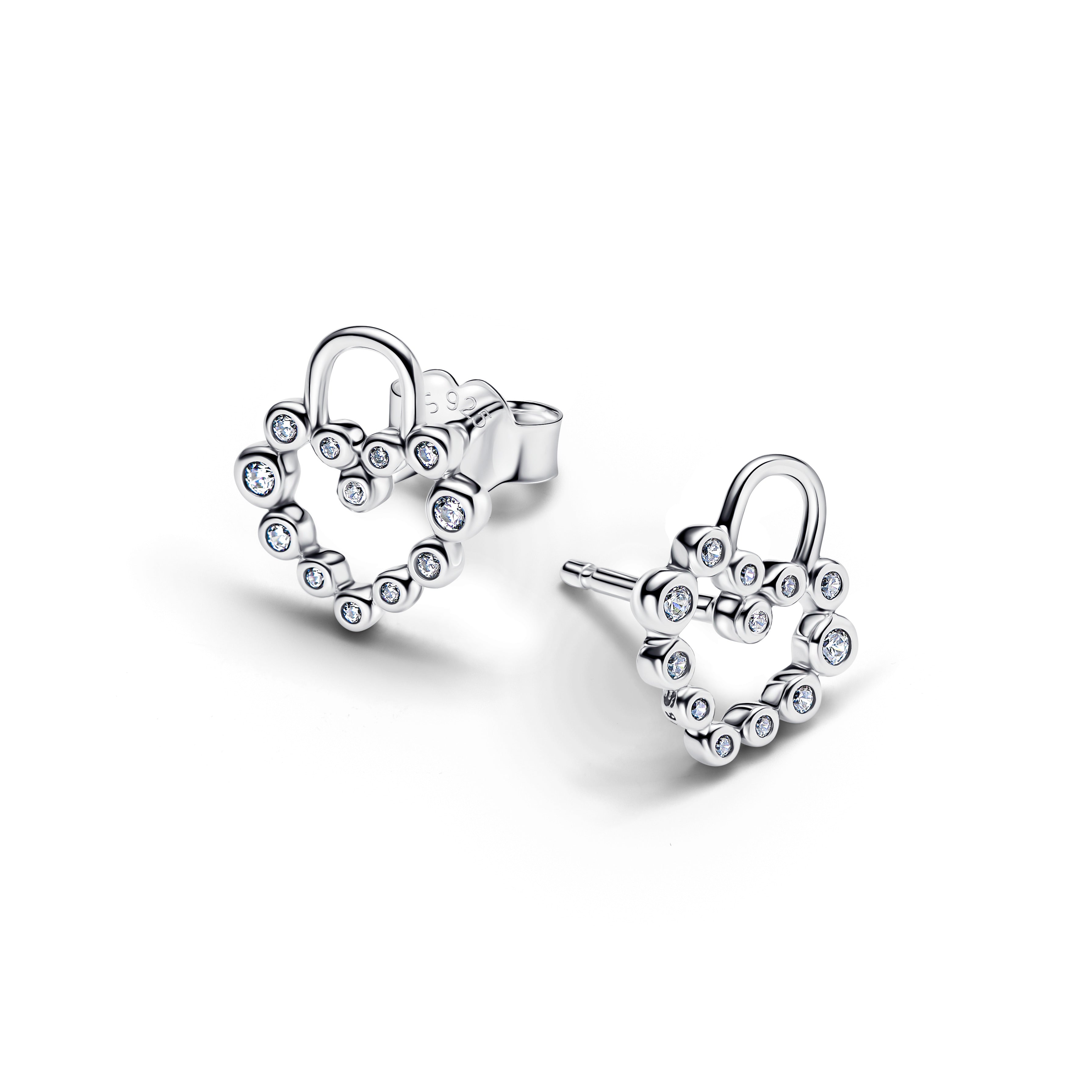 Pandora Sparkling Heart Padlock Stud Earrings