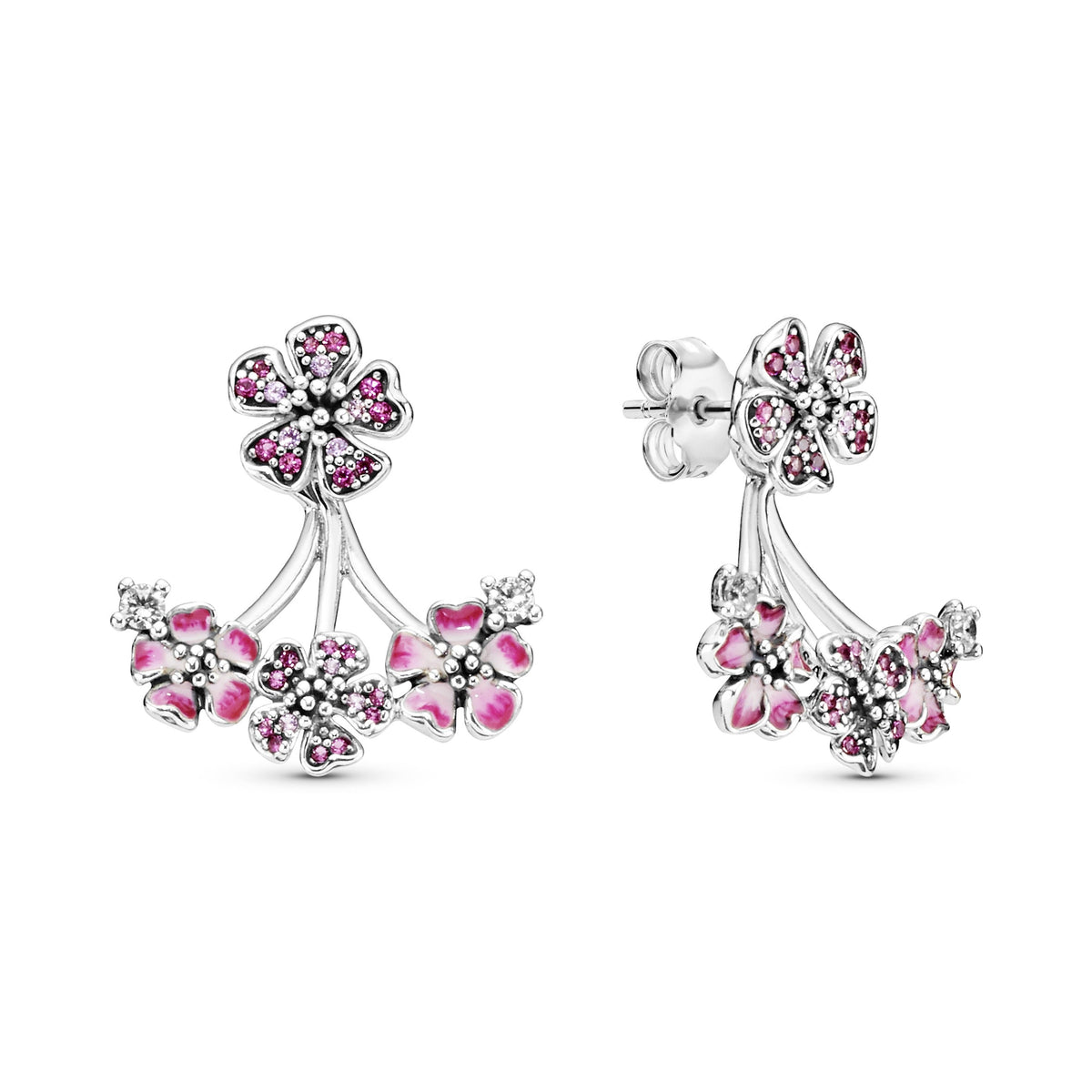 Pandora Pink Peach Blossom Flower Stud Earrings