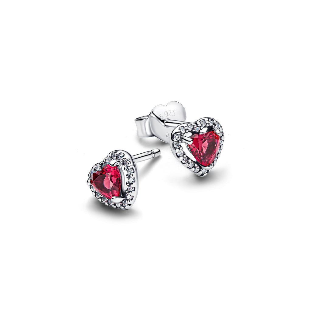 Pandora Elevated Red Heart Stud Earrings