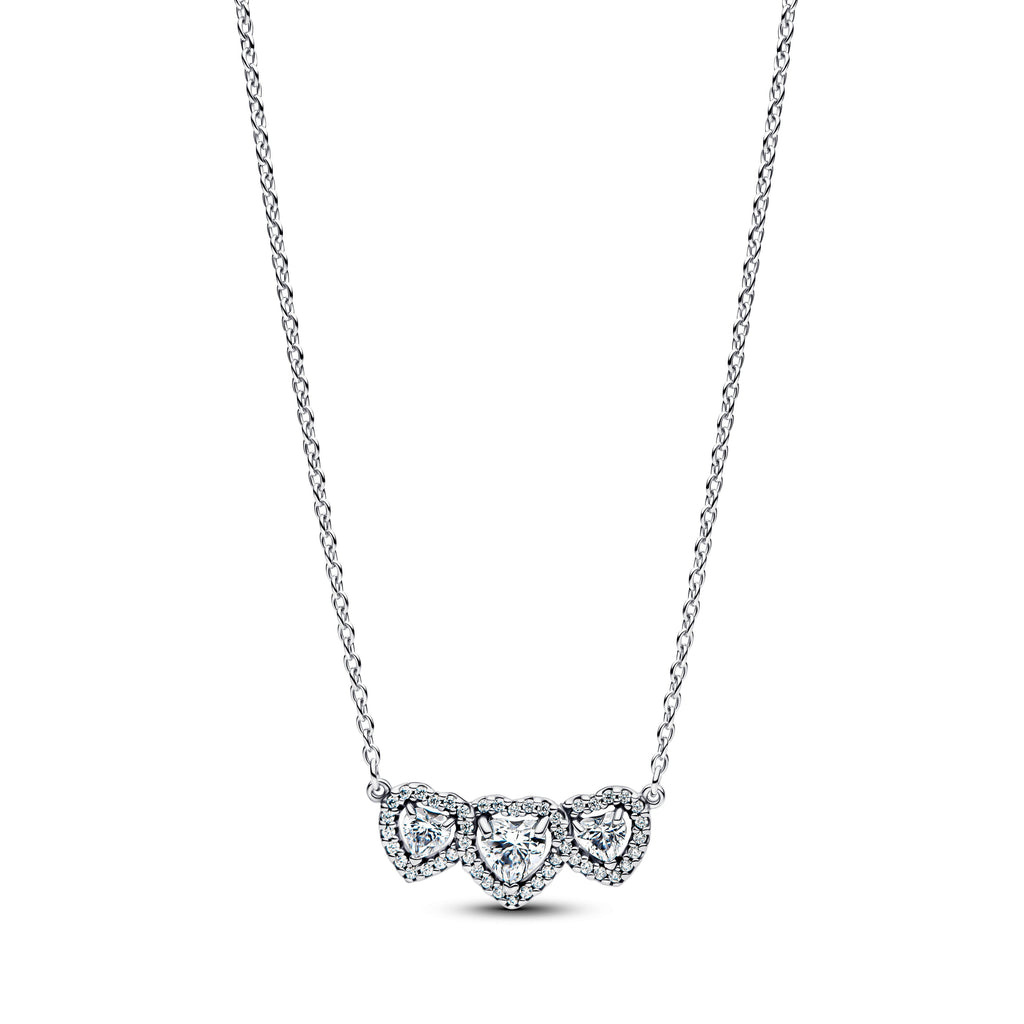 Pandora Halo Heart Trilogy Collier Necklace