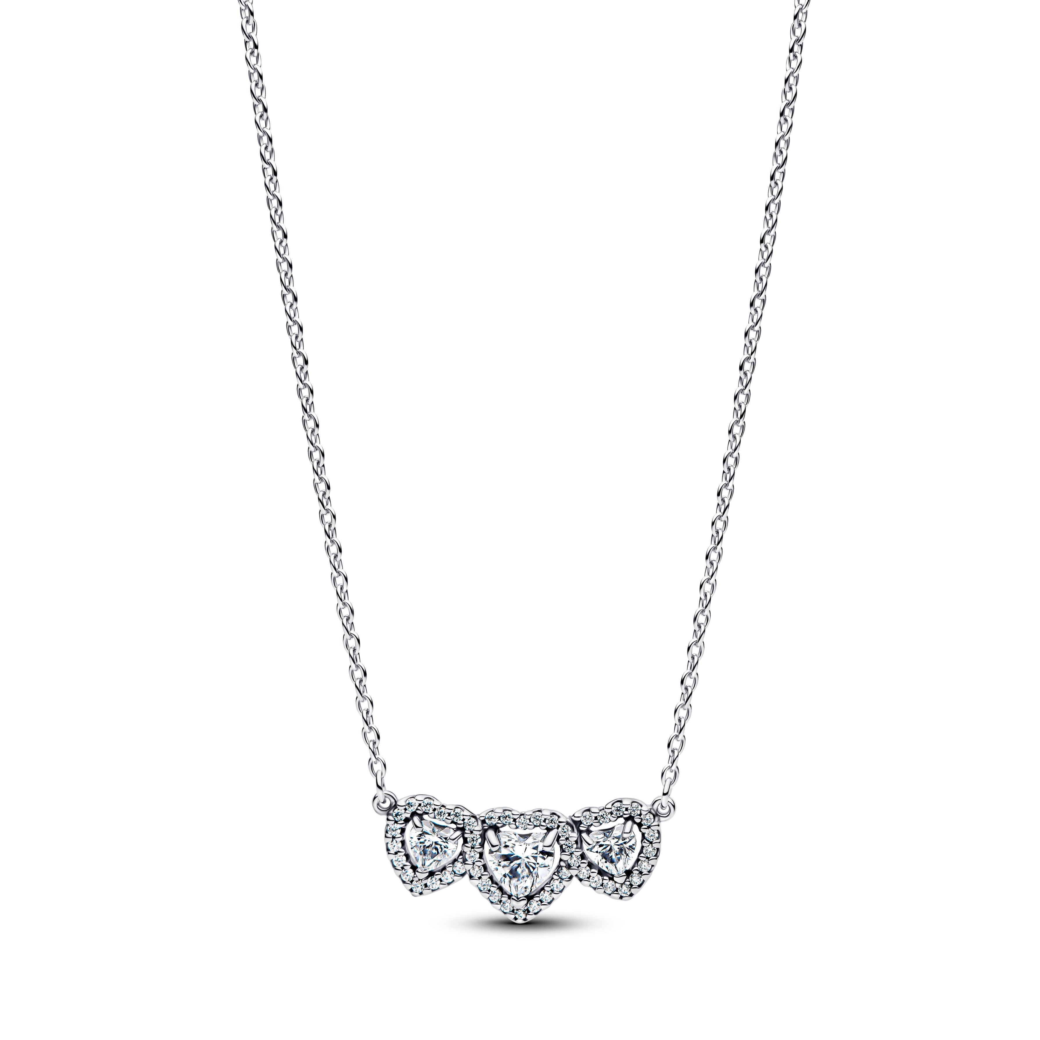 Pandora Halo Heart Trilogy Collier Necklace