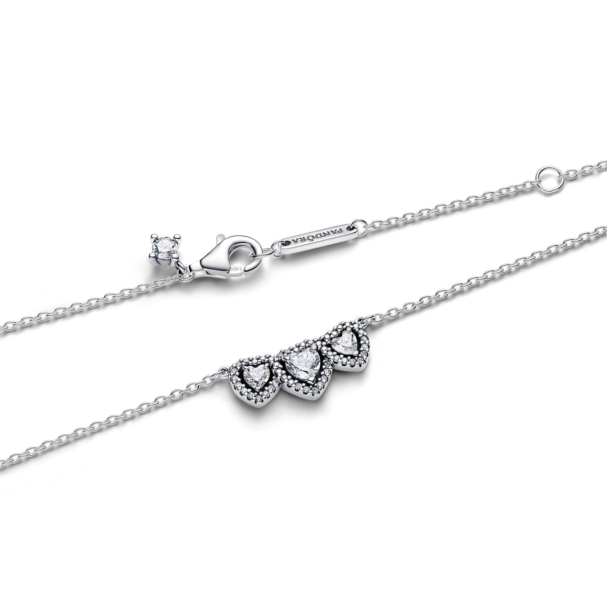 Pandora Halo Heart Trilogy Collier Necklace