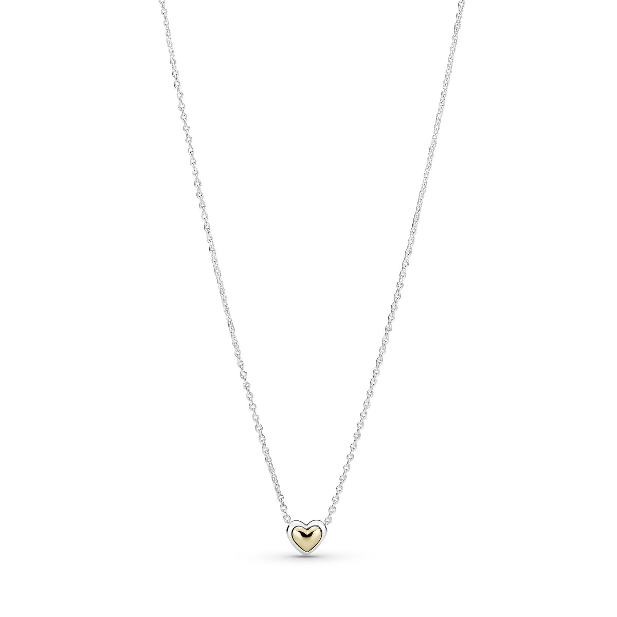 Pandora Heart Sterling Silver and 14k Gold Necklace & Earring Jewellery Set