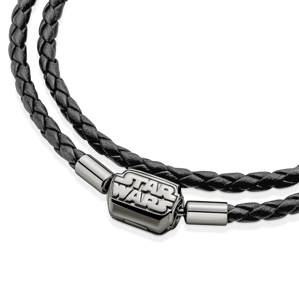 Pandora Moments Star Wars Clasp Double Black Leather Bracelet