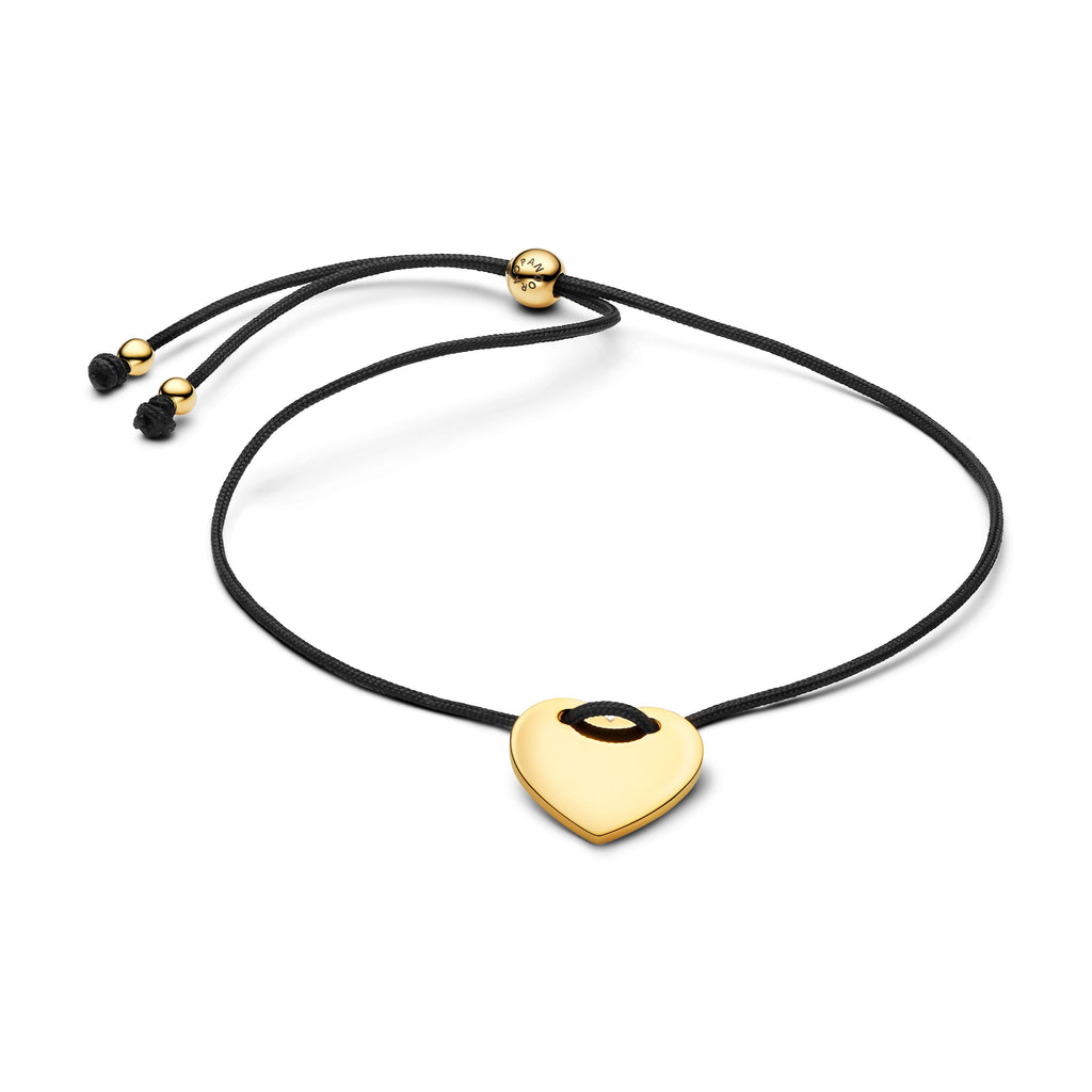 Pandora Engravable Heart Black Cord Slider Bracelet