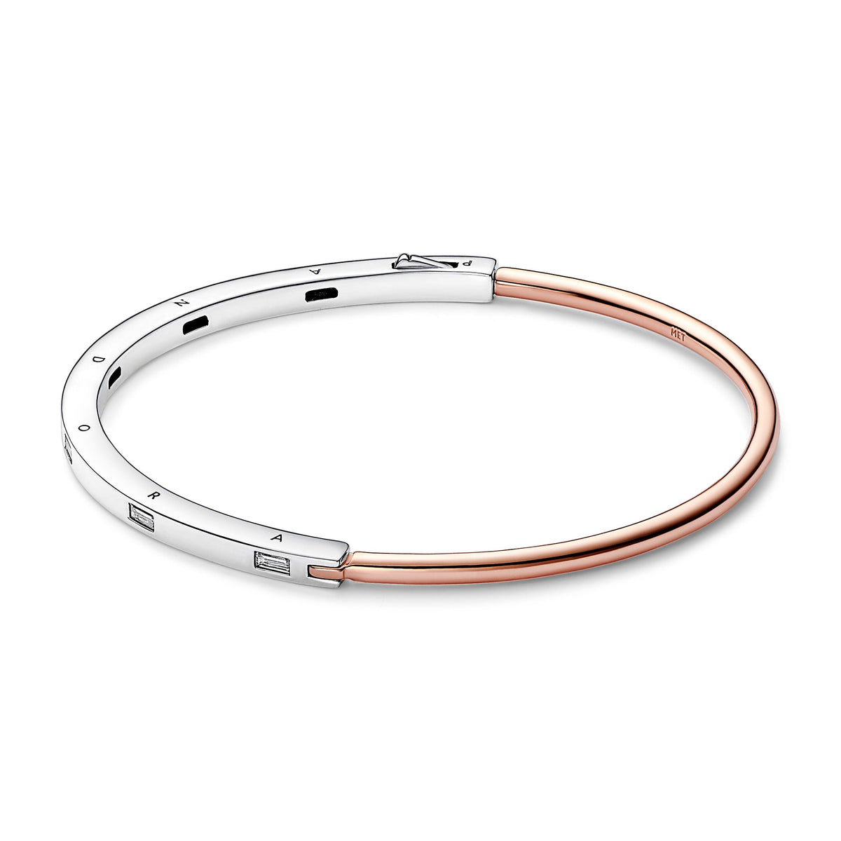Pandora Signature Two-Tone I-D Pave Bangle