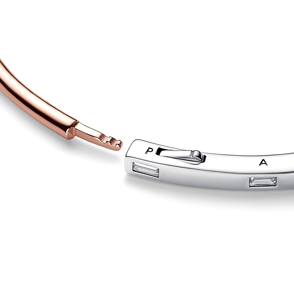 Pandora Signature Two-Tone I-D Pave Bangle