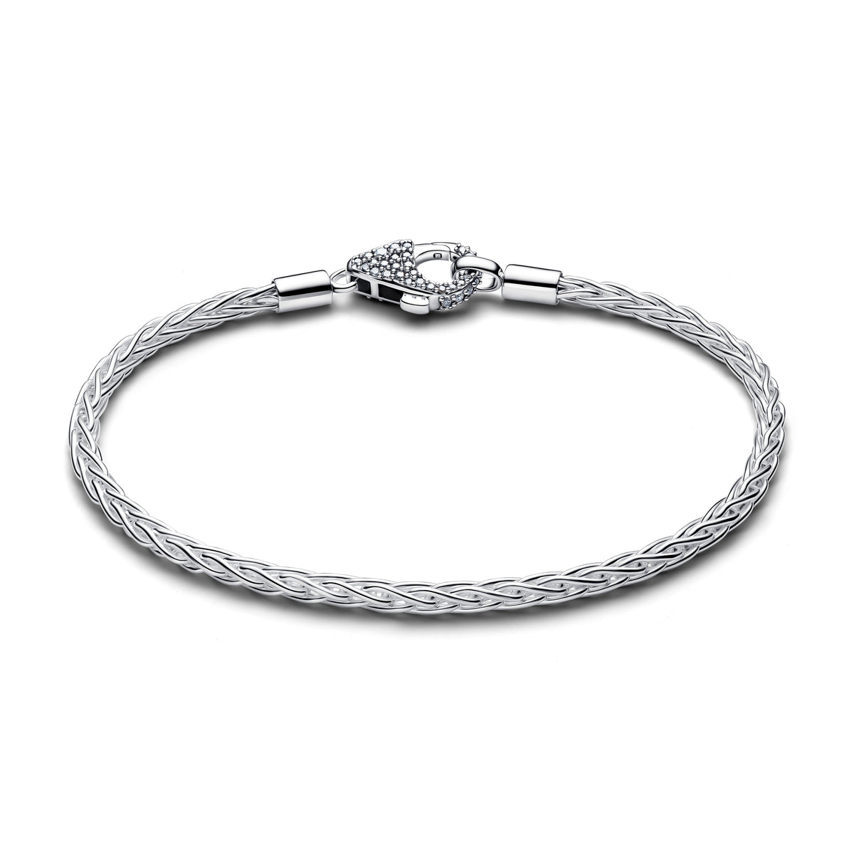 Pandora Pave Clasp Foxtail Chain Charm Bracelet
