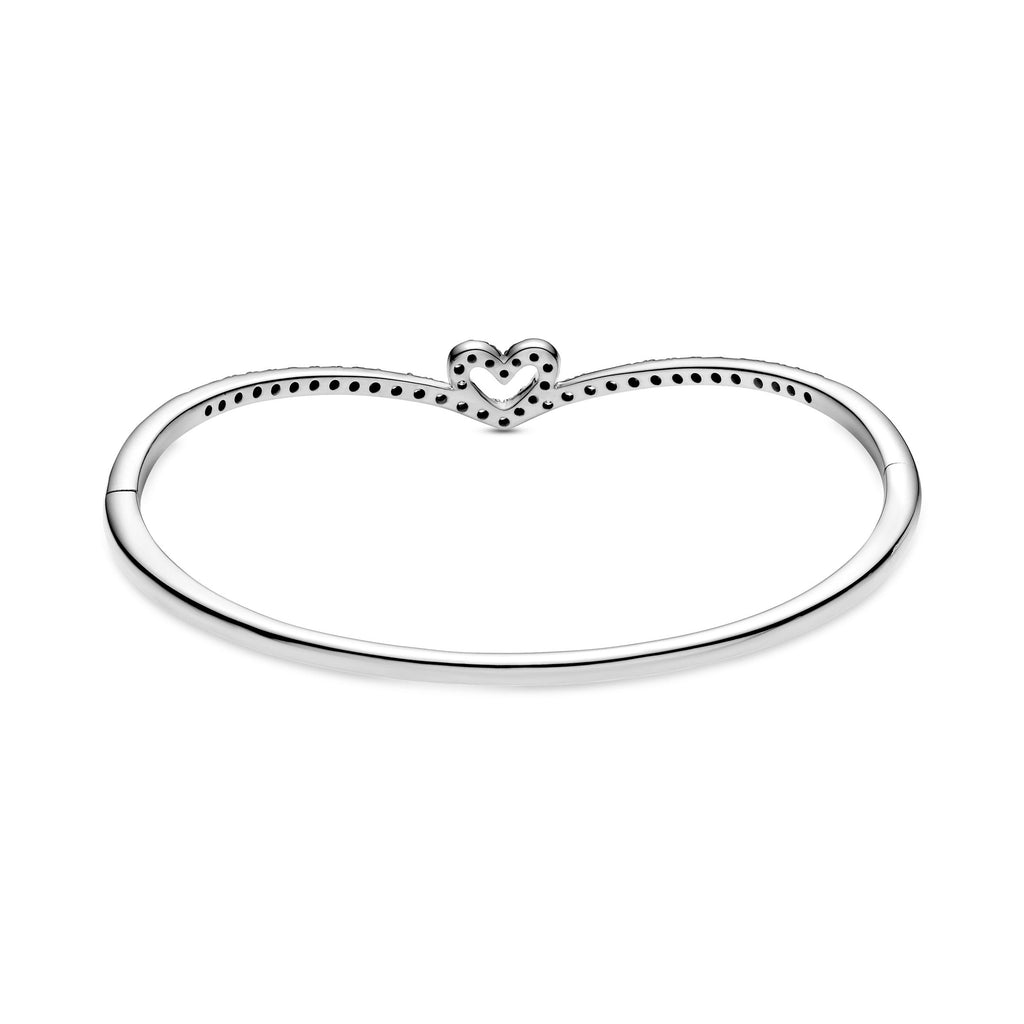 Pandora Sparkling Wishbone Heart Bangle