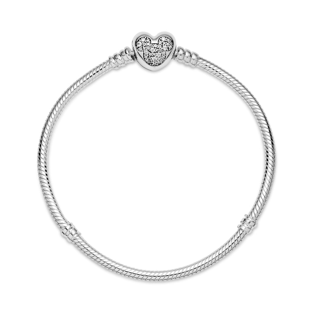 Pandora Disney Pandora Moments Mickey Mouse Heart Clasp Snake Chain Bracelet