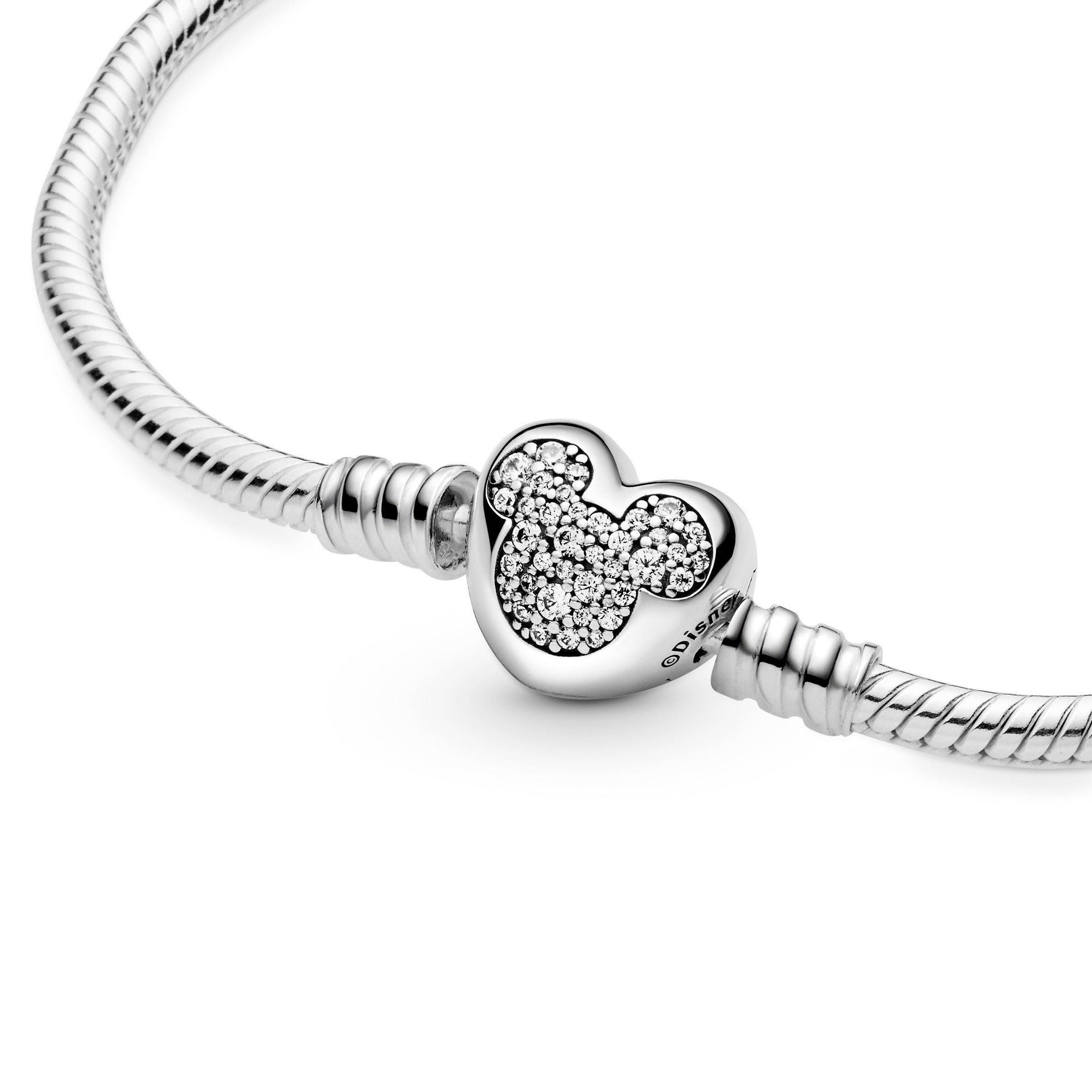 Pandora Disney Pandora Moments Mickey Mouse Heart Clasp Snake Chain Bracelet