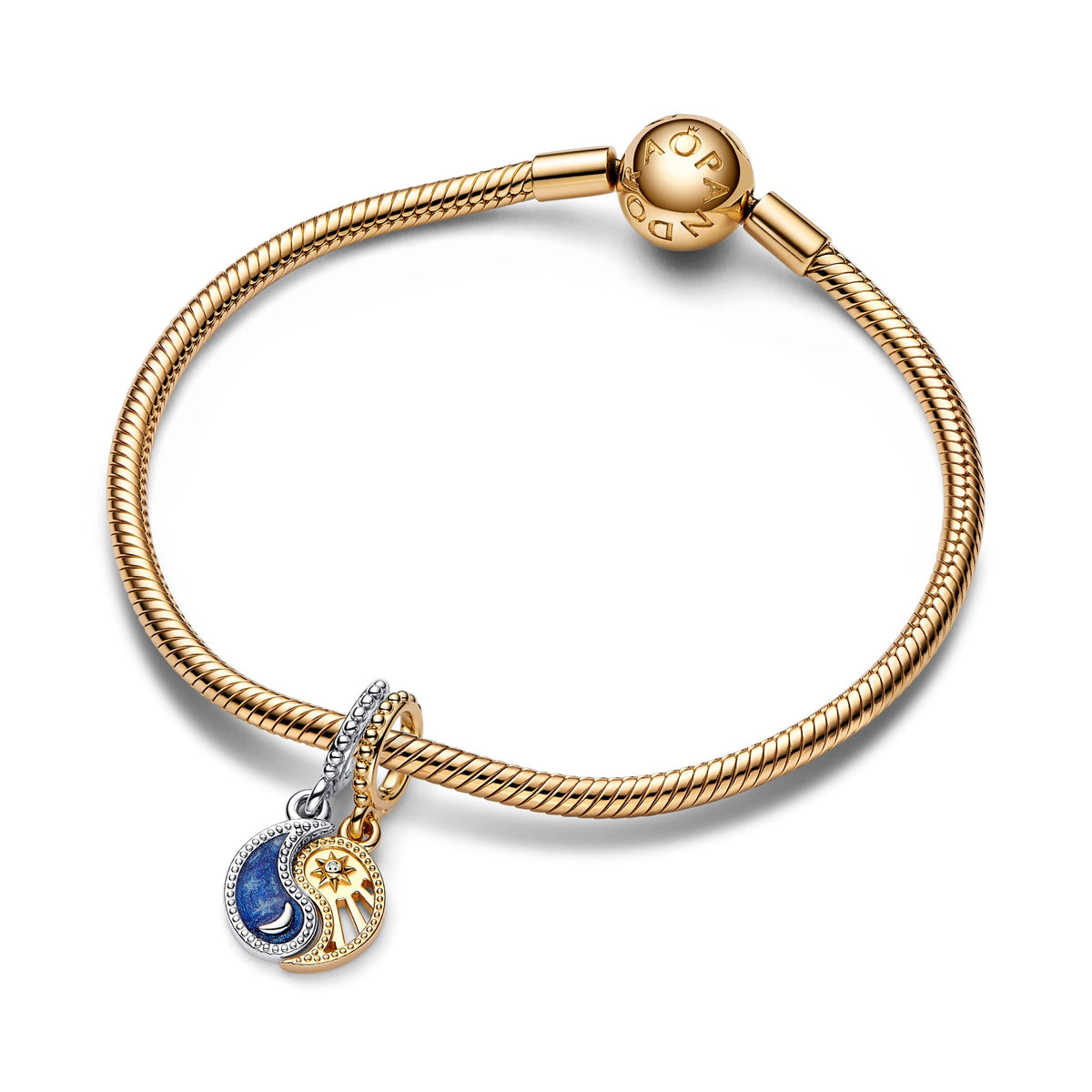 Pandora Two-Tone Splittable Sun & Moon Dangle Charm