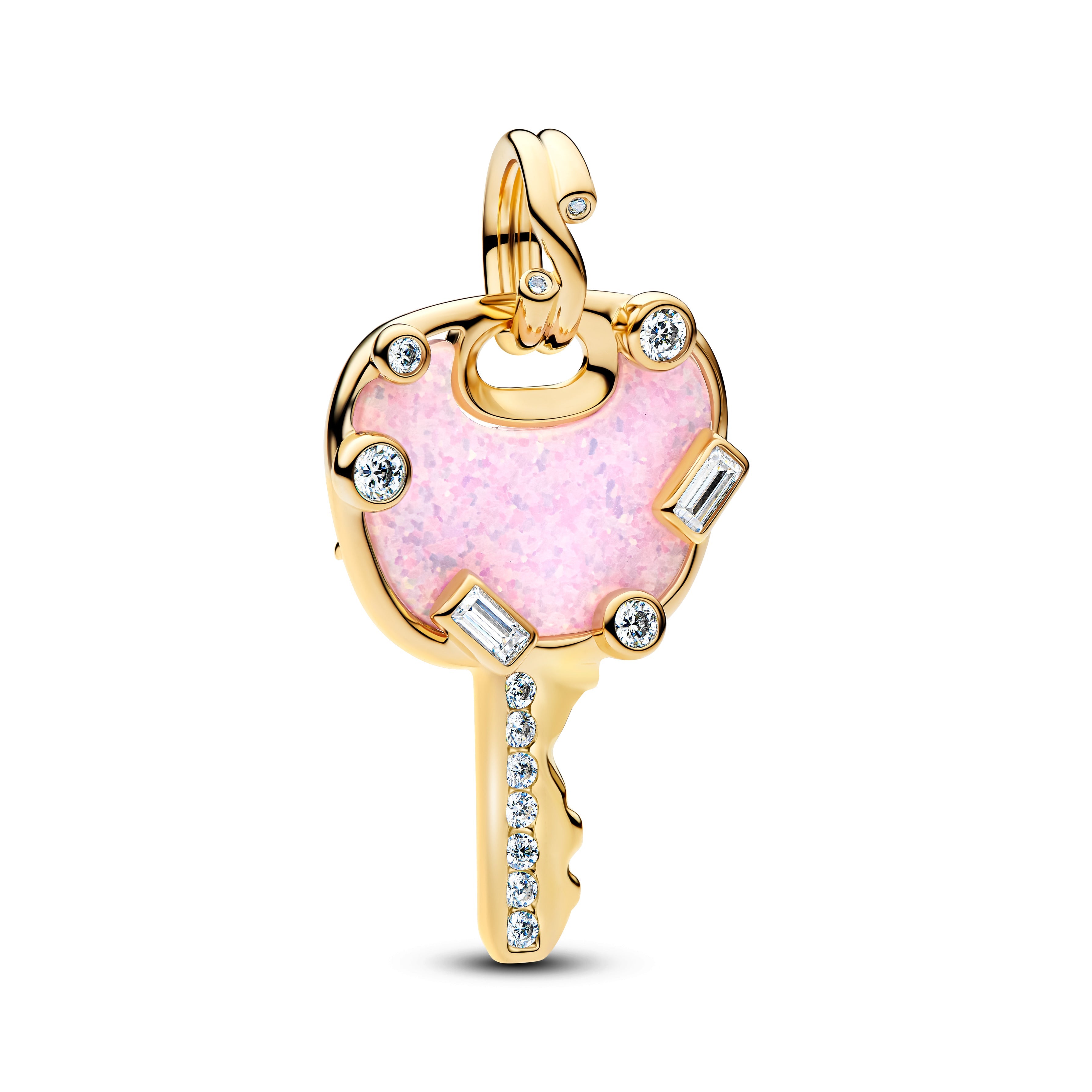 Pandora Opalescent Pink Love Key Large Dangle Charm