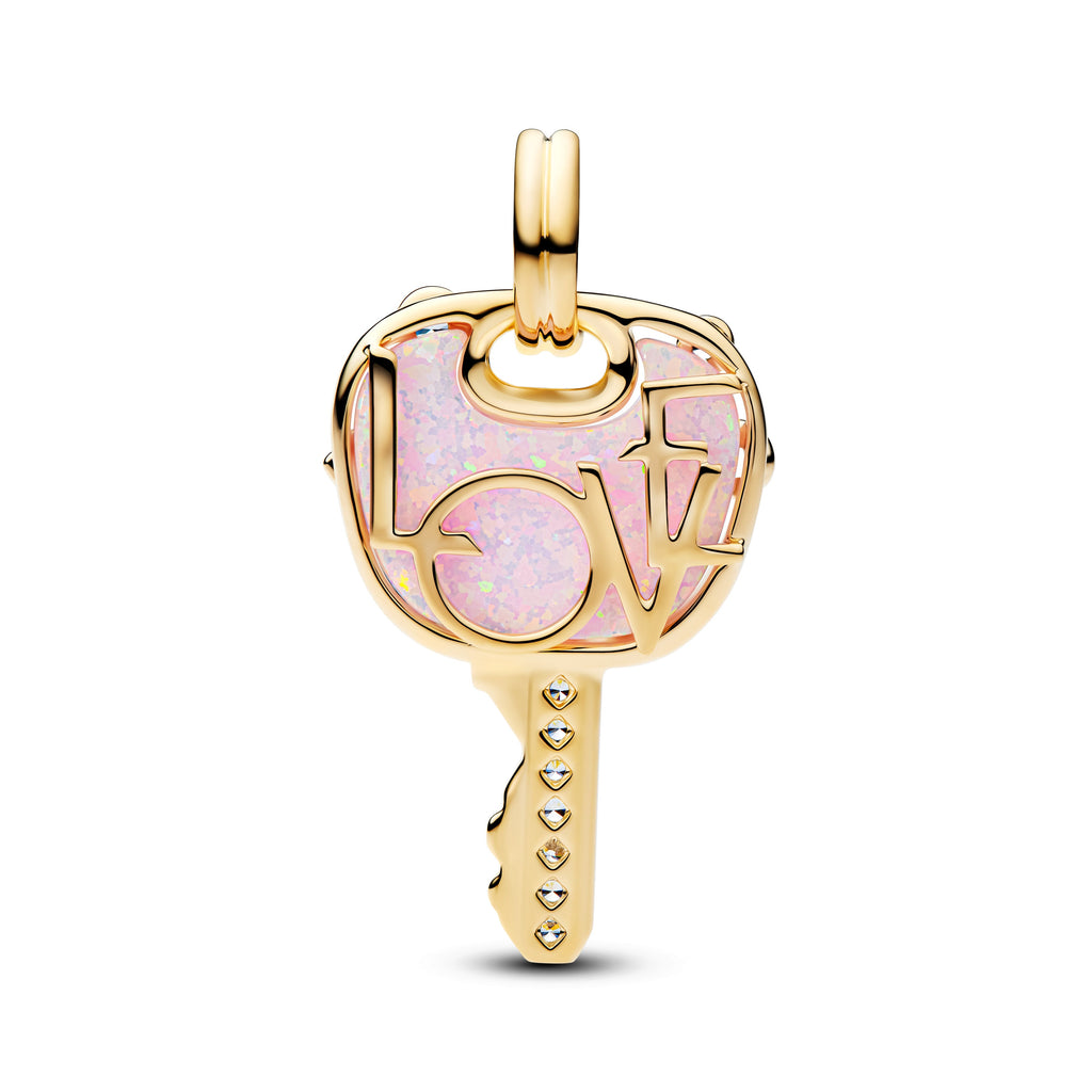 Pandora Opalescent Pink Love Key Large Dangle Charm