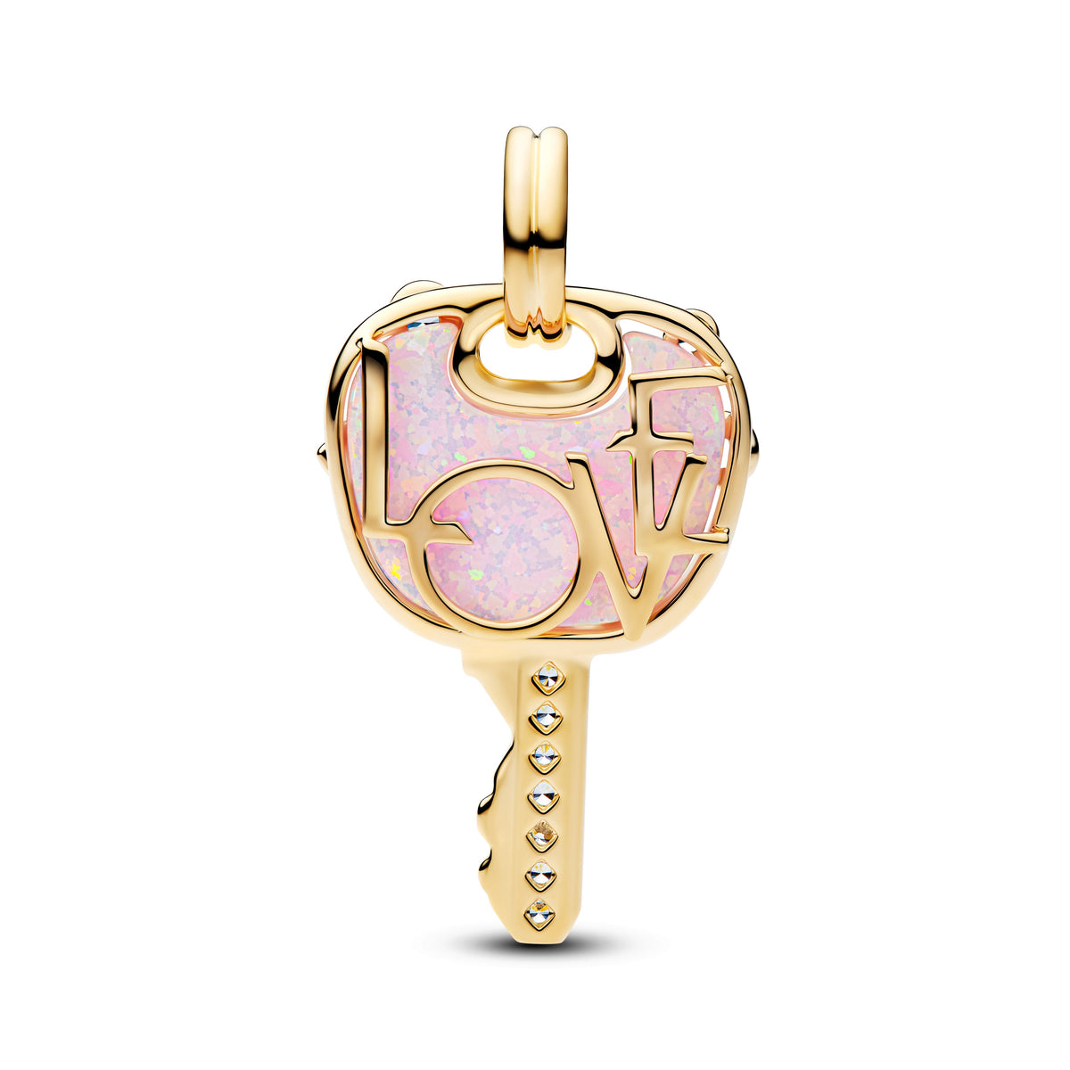 Pandora Opalescent Pink Love Key Large Dangle Charm
