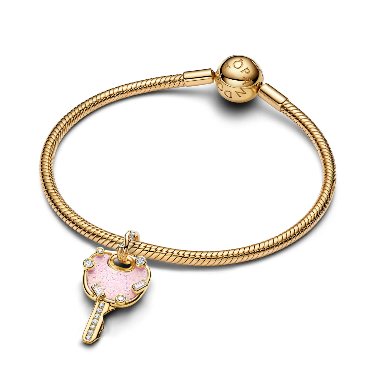 Pandora Opalescent Pink Love Key Large Dangle Charm