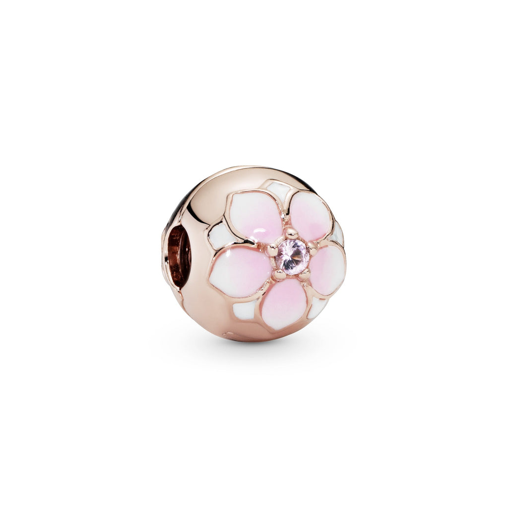 Pandora Round Pink Magnolia Flower Charm