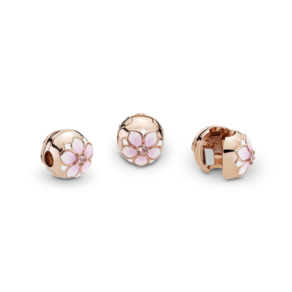 Pandora Round Pink Magnolia Flower Charm