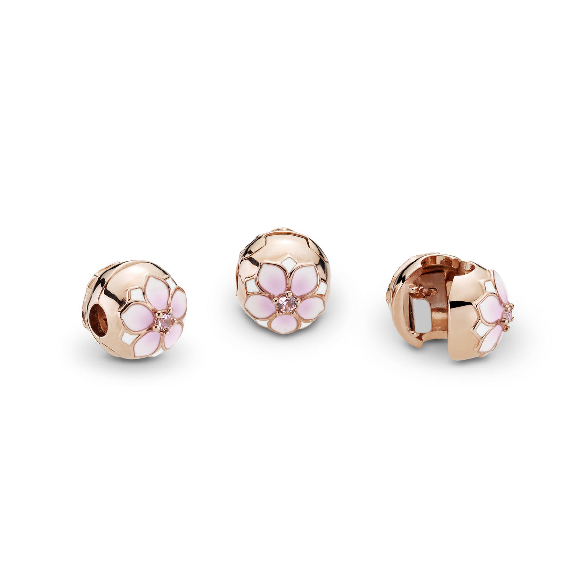 Pandora Round Pink Magnolia Flower Charm
