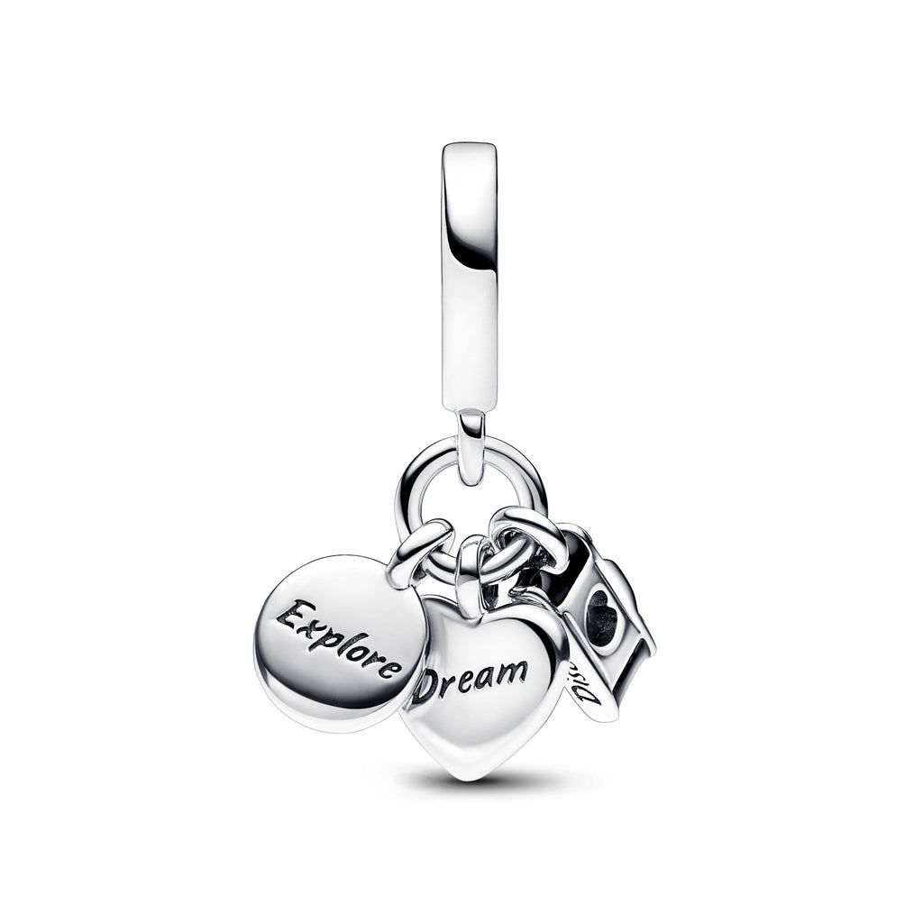 Pandora Camera, Heart & Compass Triple Dangle Charm