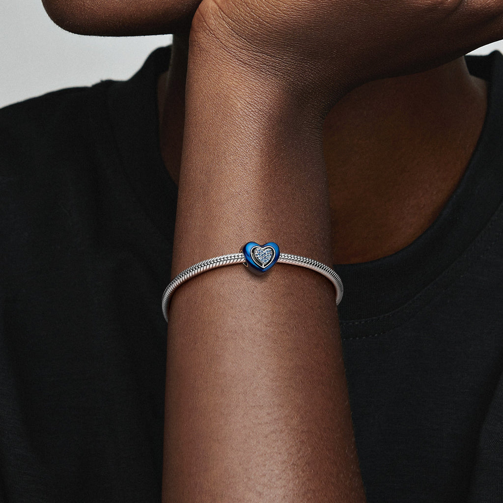 Pandora Blue Spinnable Heart Charm