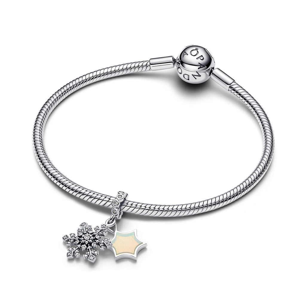 Pandora Opalescent Snowflake Double Dangle Charm