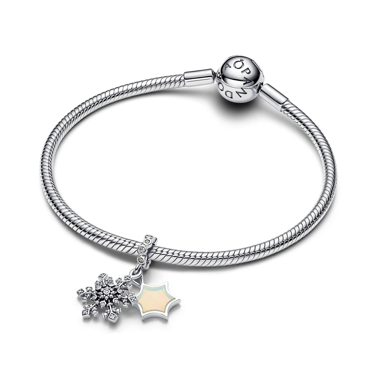 Pandora Opalescent Snowflake Double Dangle Charm