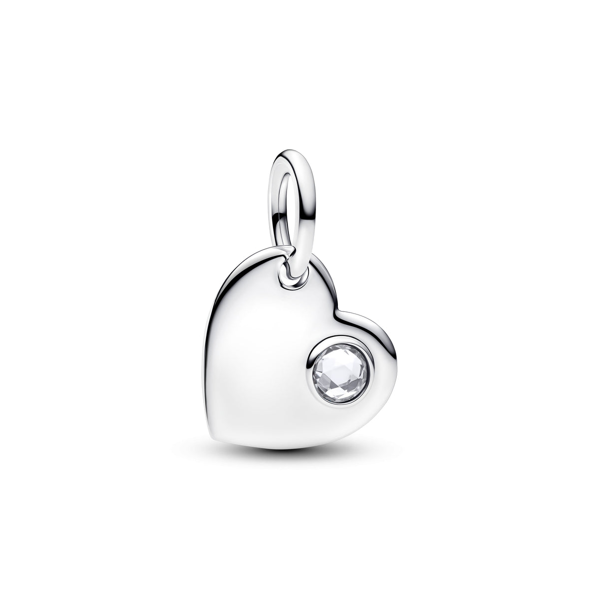 Pandora April Engravable Heart Clear Stone Dangle Charm