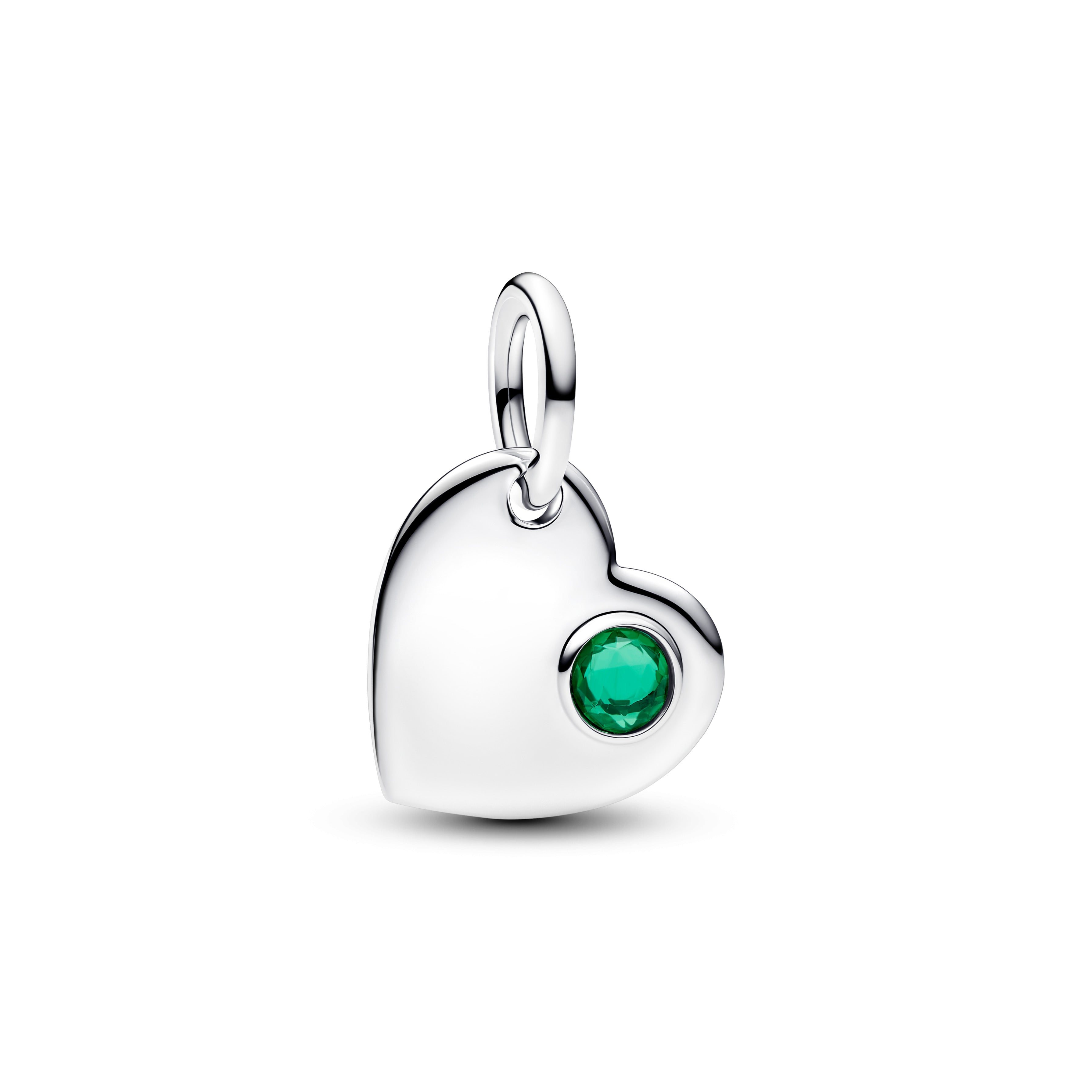 Pandora May Engravable Heart Green Stone Dangle Charm