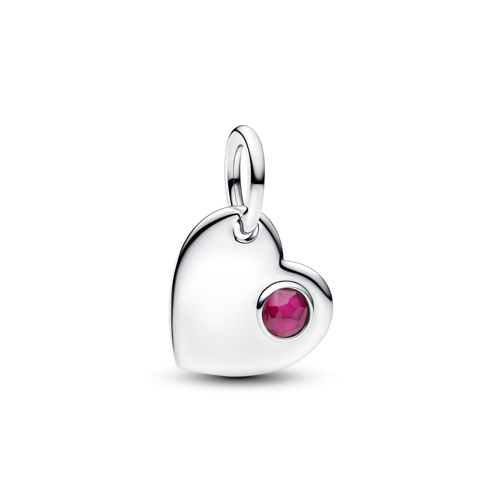 Pandora July Engravable Heart True Red Stone Dangle Charm