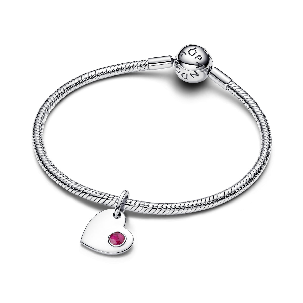 Pandora July Engravable Heart True Red Stone Dangle Charm