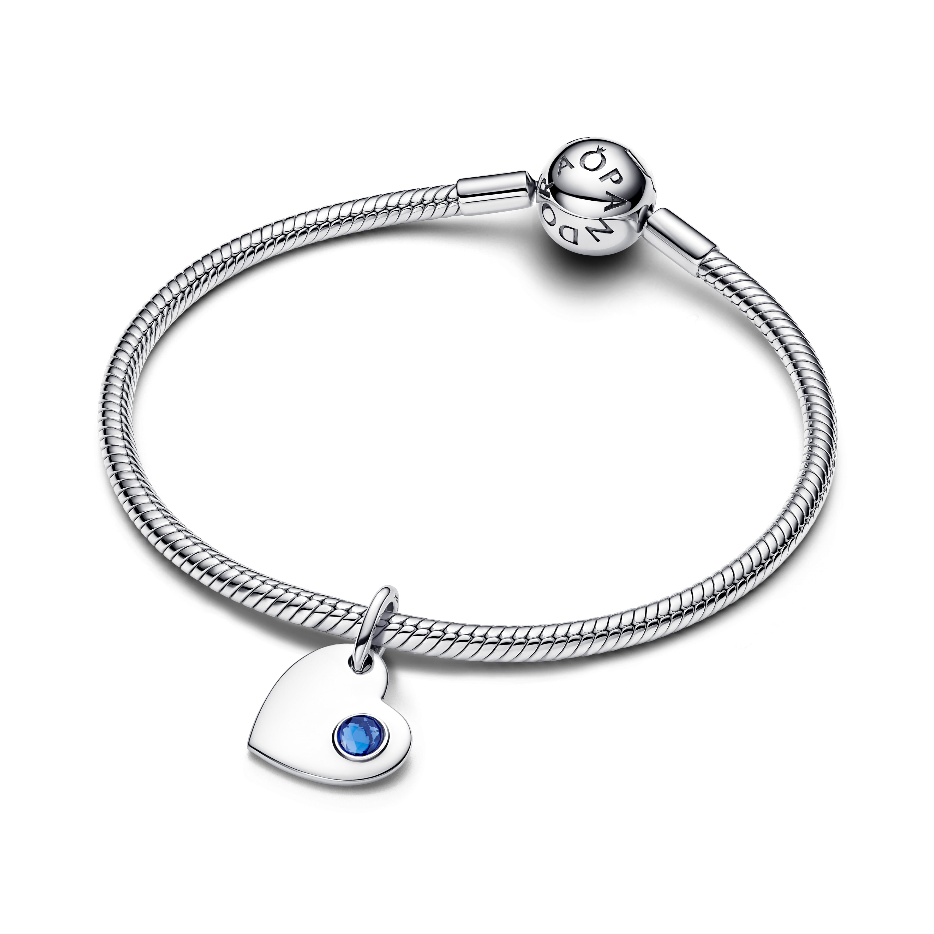 Pandora September Engravable Heart Blue Stone Dangle Charm