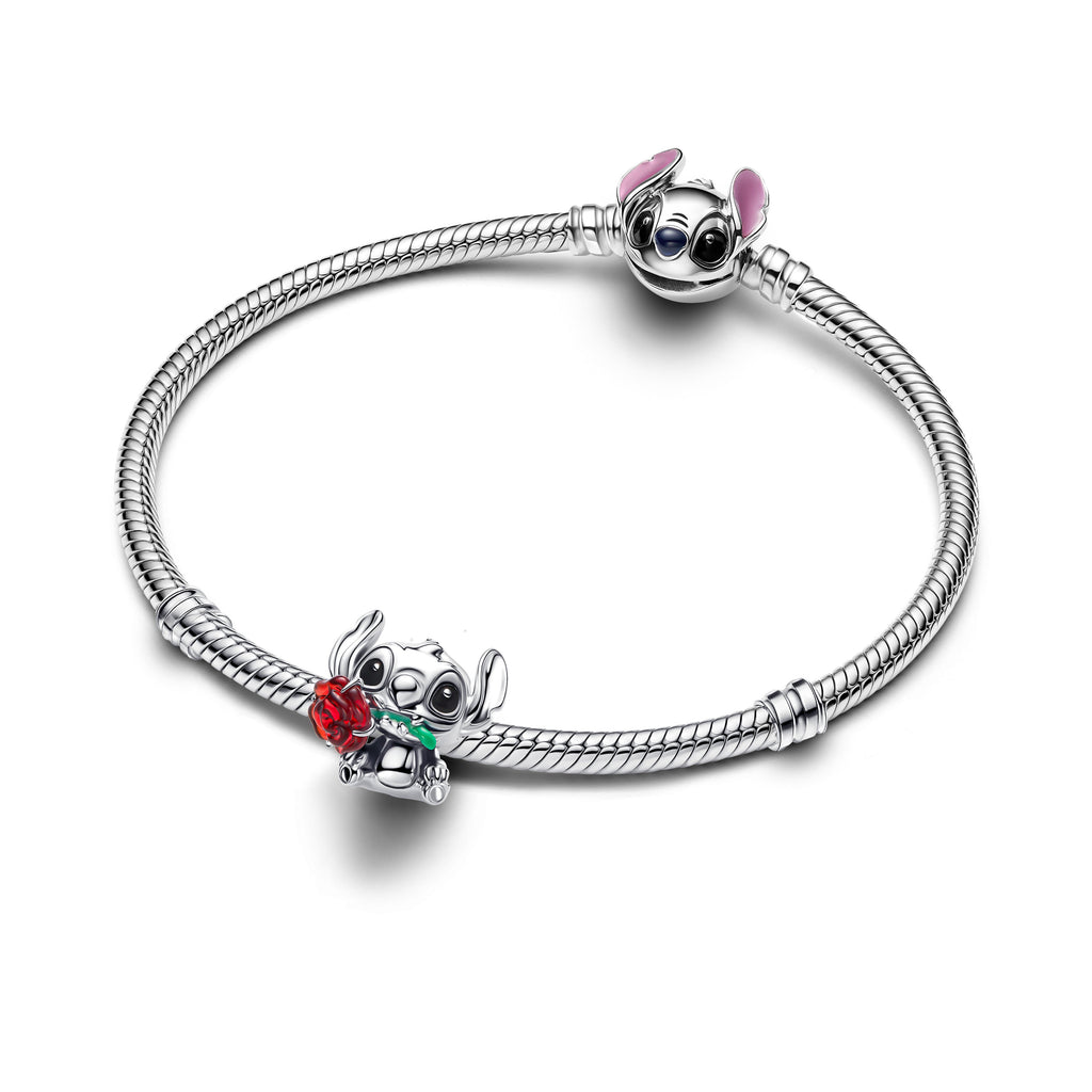 Pandora Disney Stitch Rose Murano Glass Charm