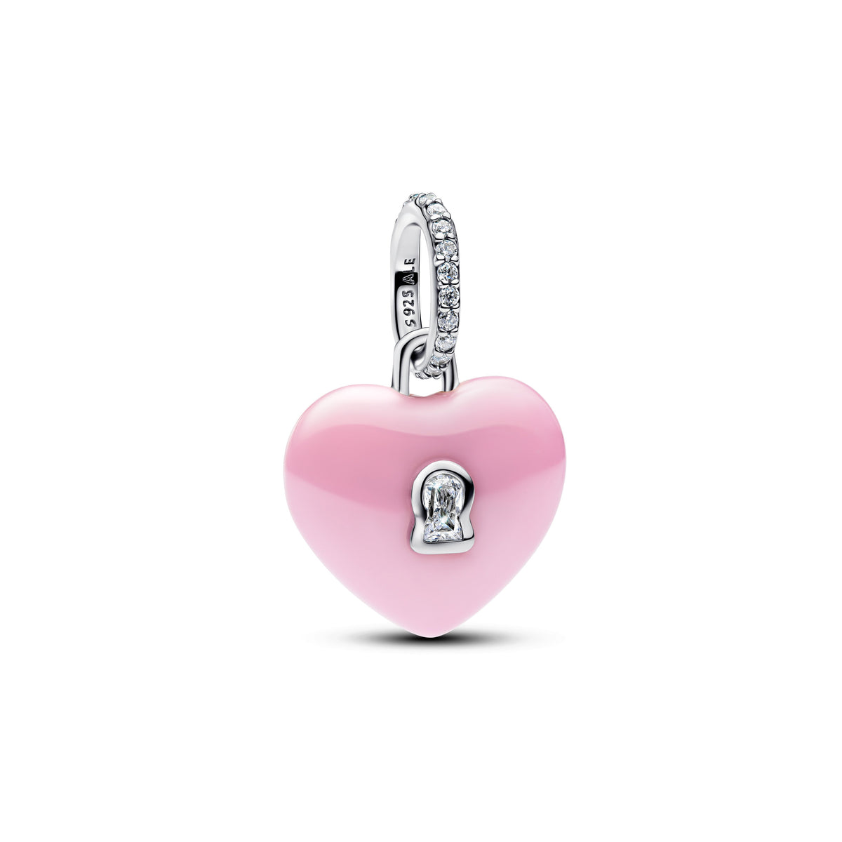 Pandora Pink Ceramic Heart Padlock Dangle Charm