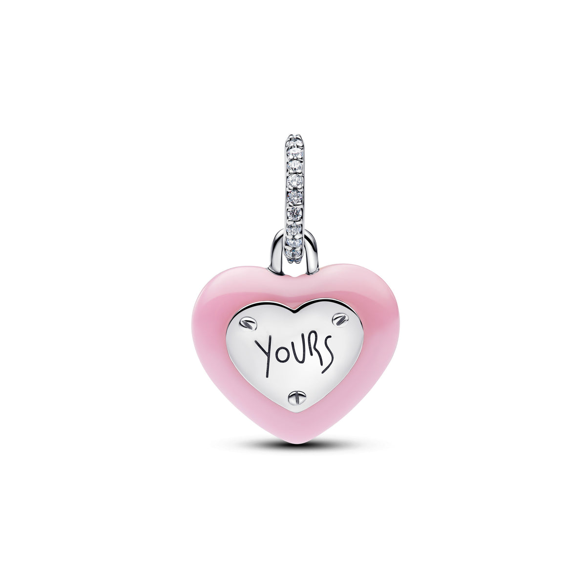 Pandora Pink Ceramic Heart Padlock Dangle Charm