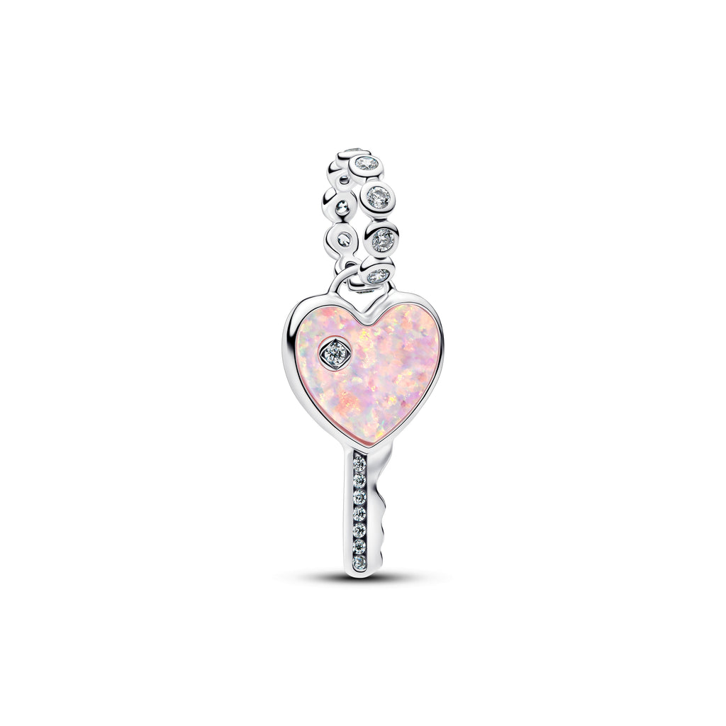 Pandora Opalescent Heart Key Dangle Charm