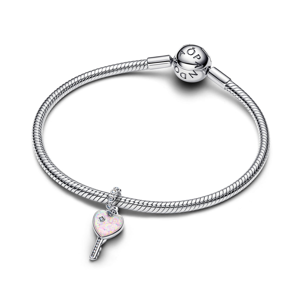 Pandora Opalescent Heart Key Dangle Charm