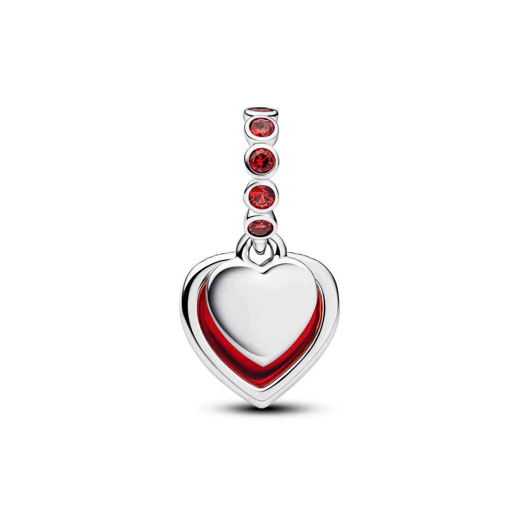 Pandora Red Murano Glass Heart Double Dangle Charm