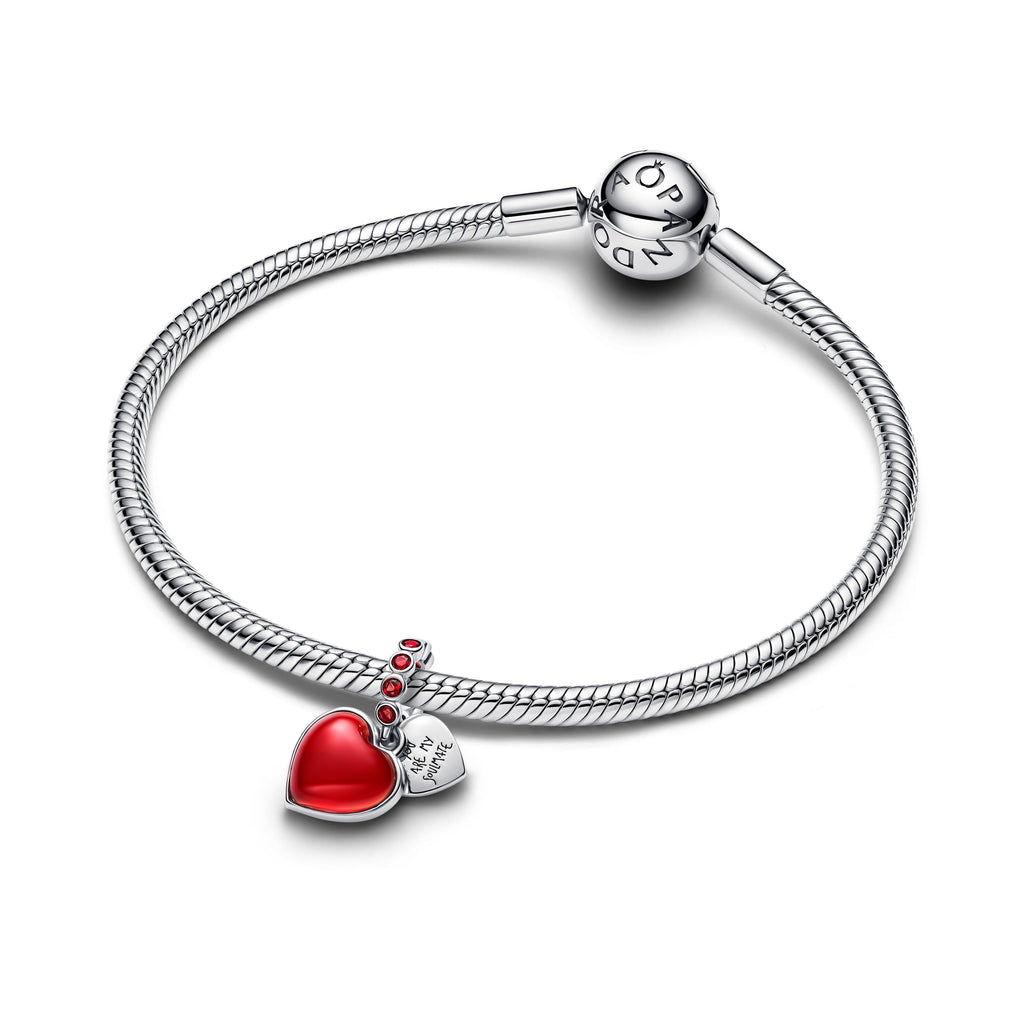 Pandora Red Murano Glass Heart Double Dangle Charm