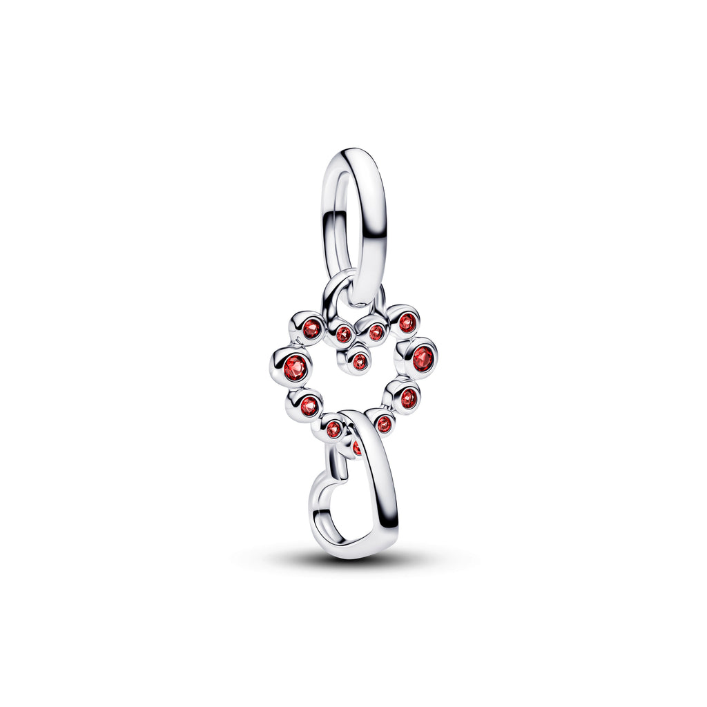 Pandora Connected Hearts & Red Stones Dangle Charm