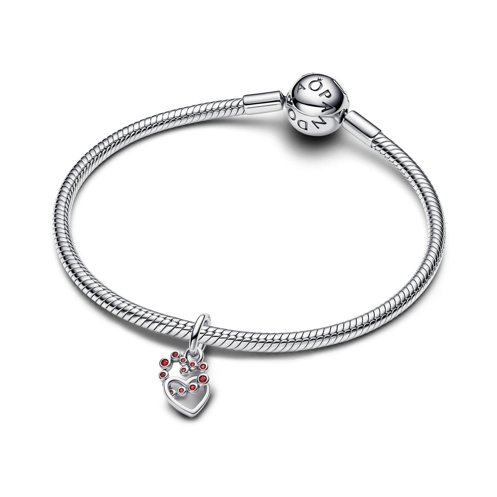 Pandora Connected Hearts & Red Stones Dangle Charm