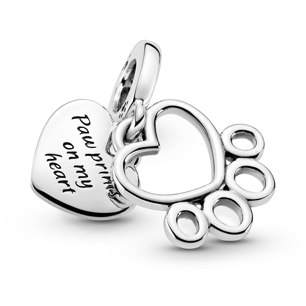 Pandora Hearts & Paw Print Dangle Charm