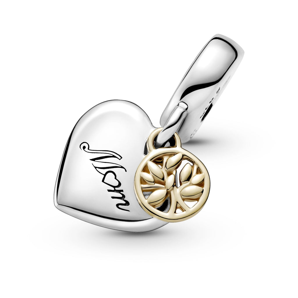 Pandora Two-Tone Family Tree & Heart Dangle Charm