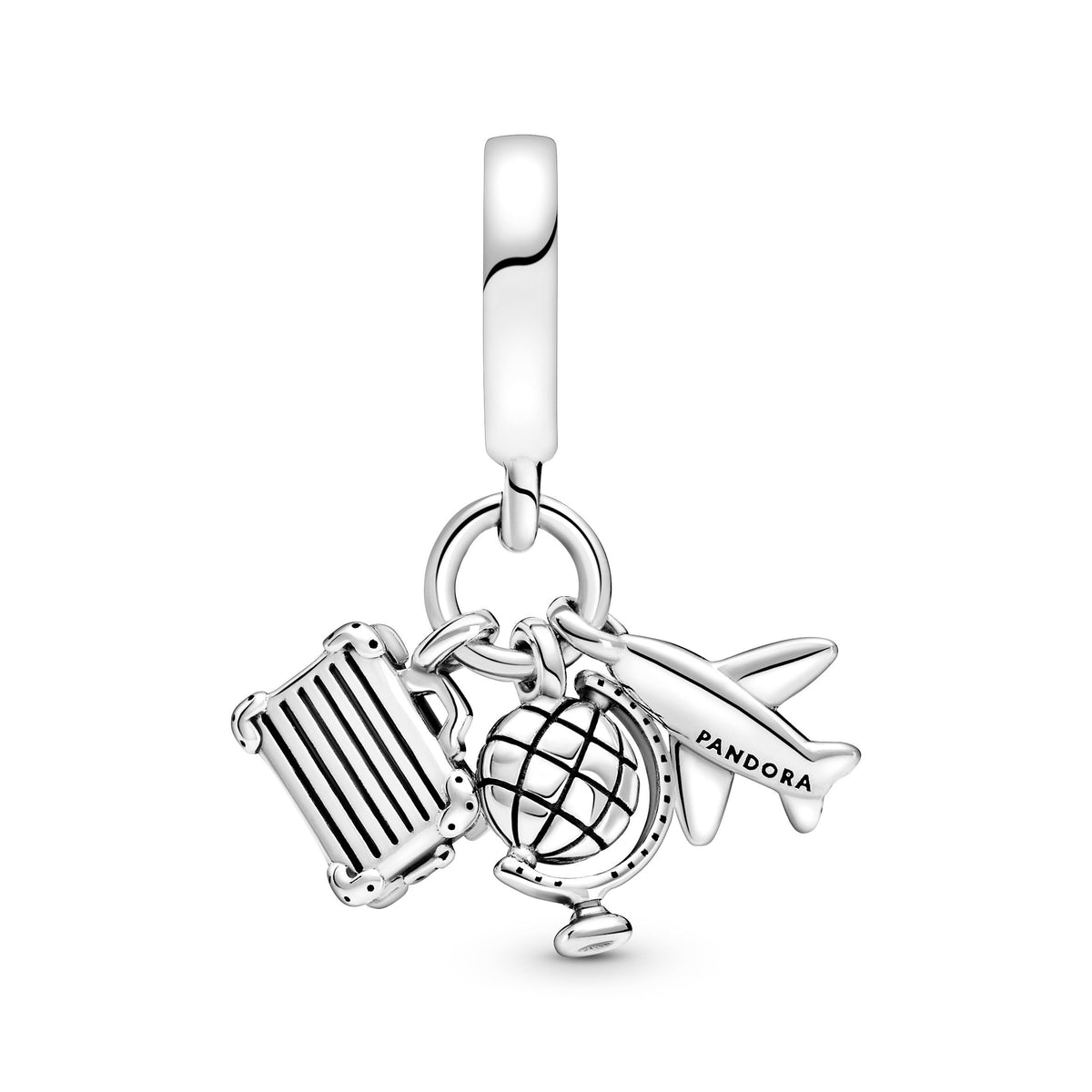 Pandora Airplane, Globe & Suitcase Dangle Charm