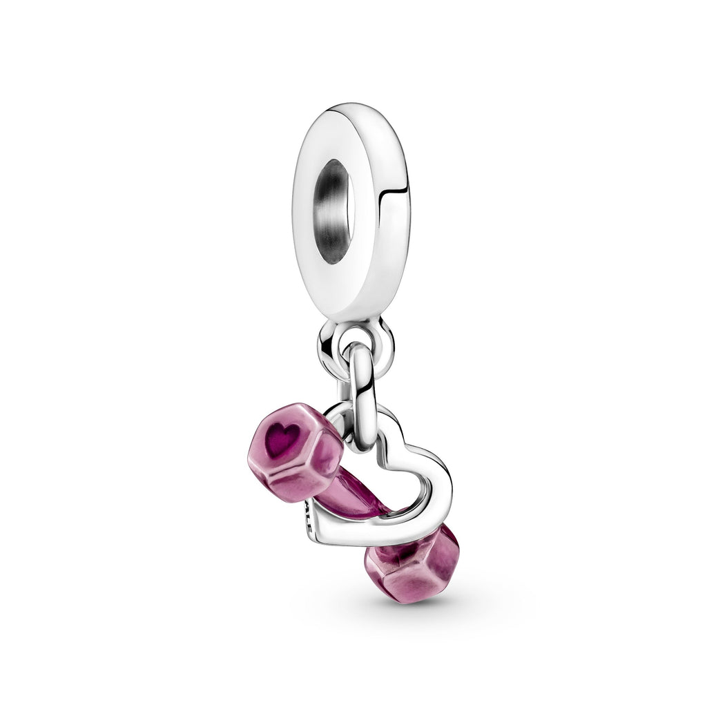 Pandora Dumbbell & Heart Dangle Charm