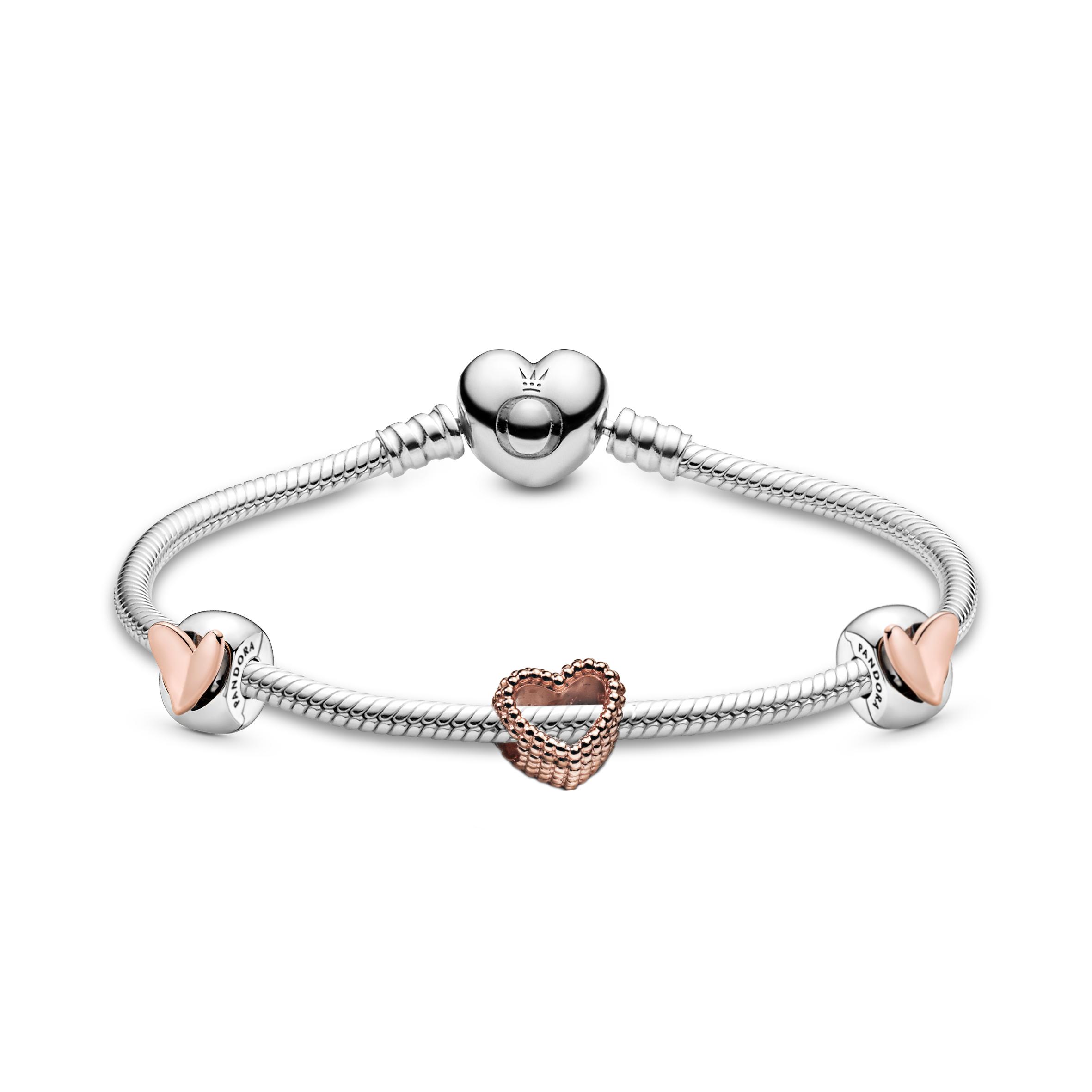 Pandora Love Hearts Bracelet and Charms Bundle Set