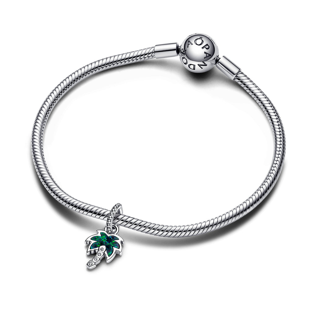 Pandora Opalescent Green Palm Tree Dangle Charm